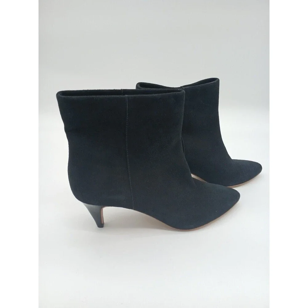 Revolve Dolce Vita Dee Black Suede Leather Pointed Toe Kitten Heel Booties 6M - Picture 2 of 5